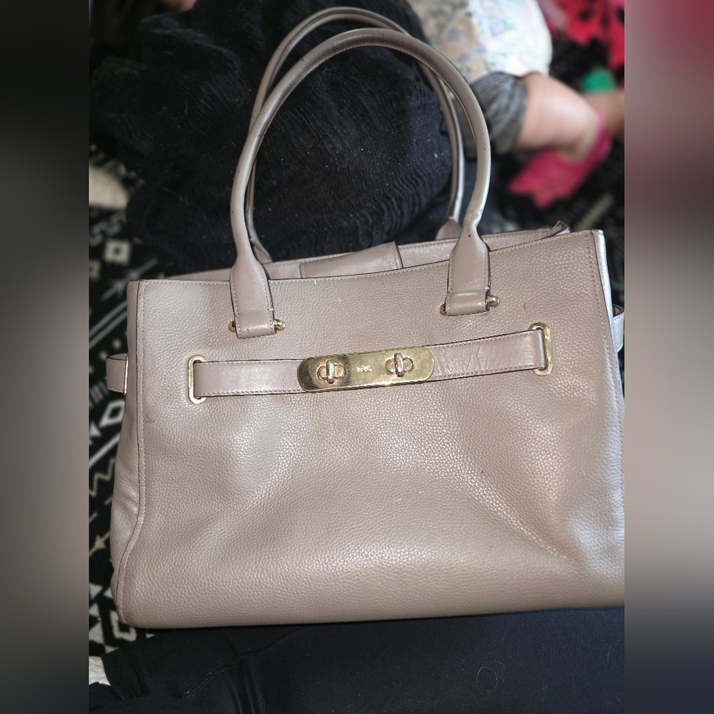 Coach Tan Satchel with Gold Accents